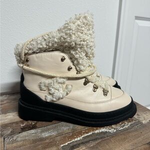 Chanel Cream and Black Shearling Boots size 39
